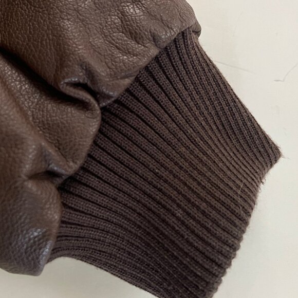 Men's ORVIS Co Fly Fishing Schools Brown Leather Coat Jacket Sz Med Bomber - Picture 6 of 8